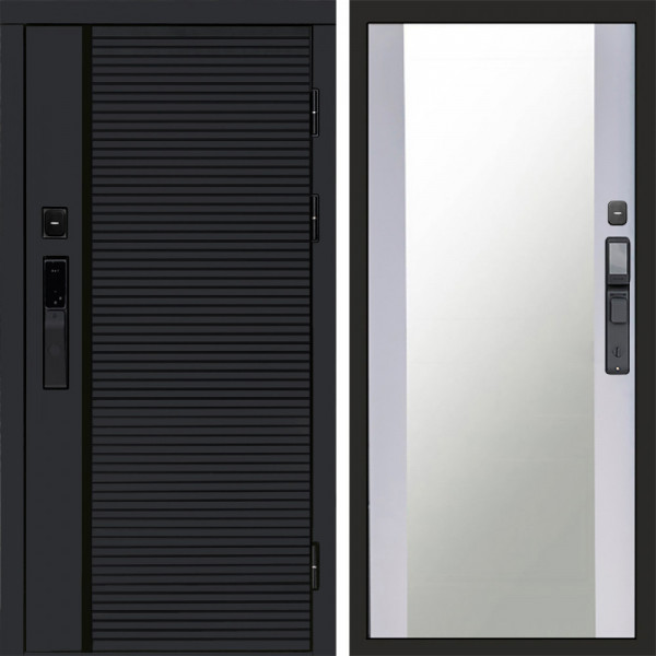 Входная дверь Termo-Door Смарт Black Line - Зеркало белый софт