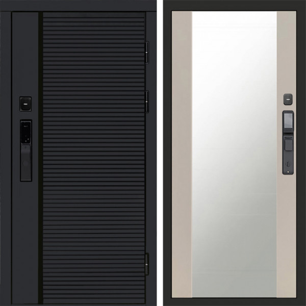Входная дверь Termo-Door Смарт Black Line - Зеркало Слоновая кость