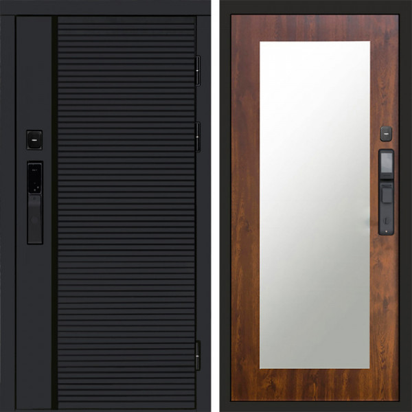Входная дверь Termo-Door Смарт Black Line - Зеркало Триумф дуб