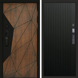 Входная дверь Termo-Door Смарт Геометрия - Flat Черный кварц