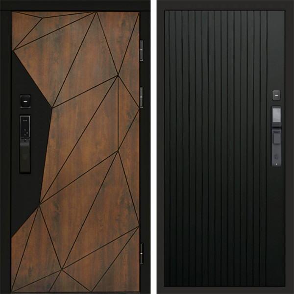 Входная дверь Termo-Door Смарт Геометрия - Flat Черный кварц