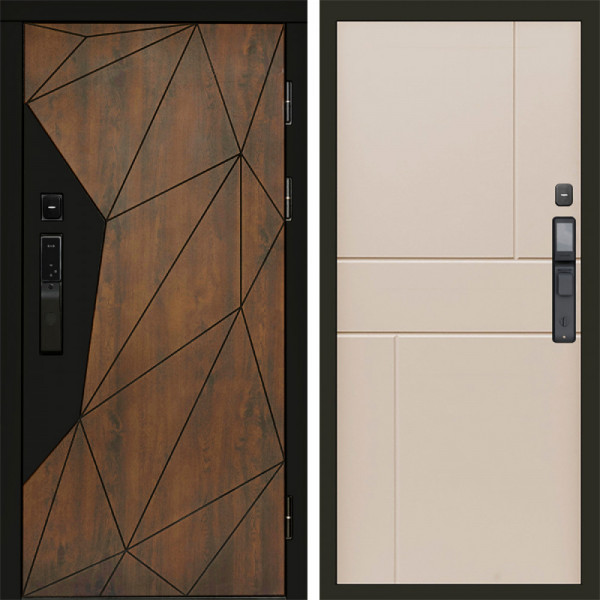 Входная дверь Termo-Door Смарт Геометрия - Горизонт Слоновая кость