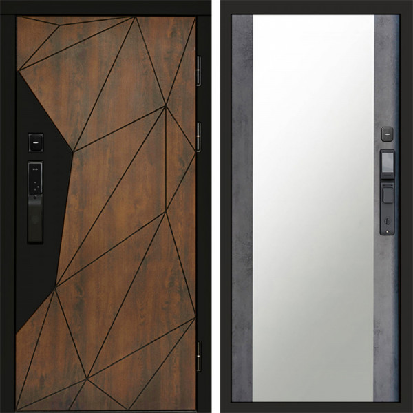 Входная дверь Termo-Door Смарт Геометрия - Зеркало бетон темный