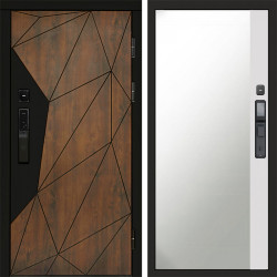 Входная дверь Termo-Door Смарт Геометрия - Зеркало Фацет Белый софт