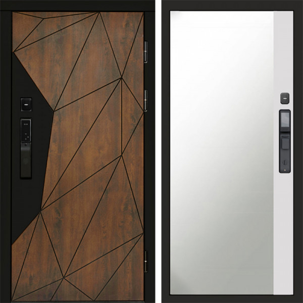 Входная дверь Termo-Door Смарт Геометрия - Зеркало Фацет Белый софт