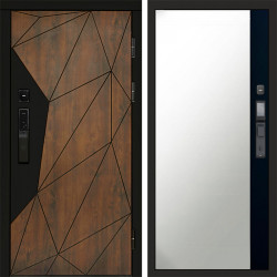 Входная дверь Termo-Door Смарт Геометрия - Зеркало Фацет Черный кварц+тонировка серая