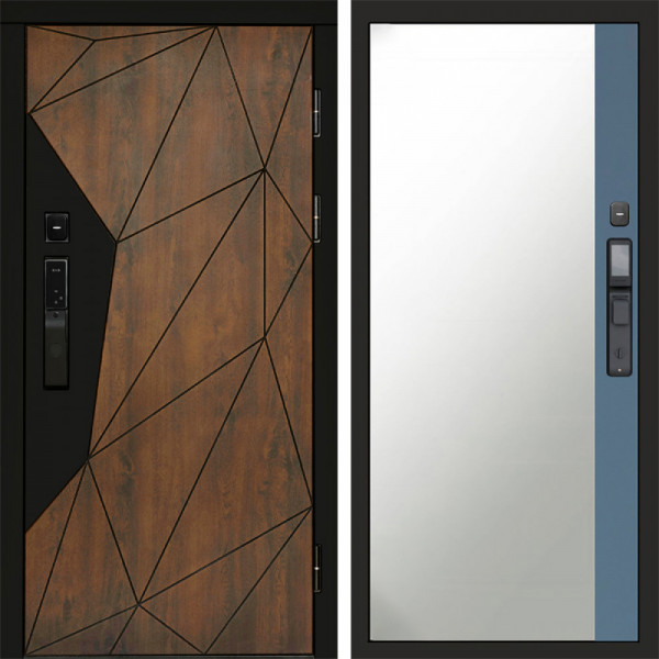 Входная дверь Termo-Door Смарт Геометрия - Зеркало Фацет Grey софт