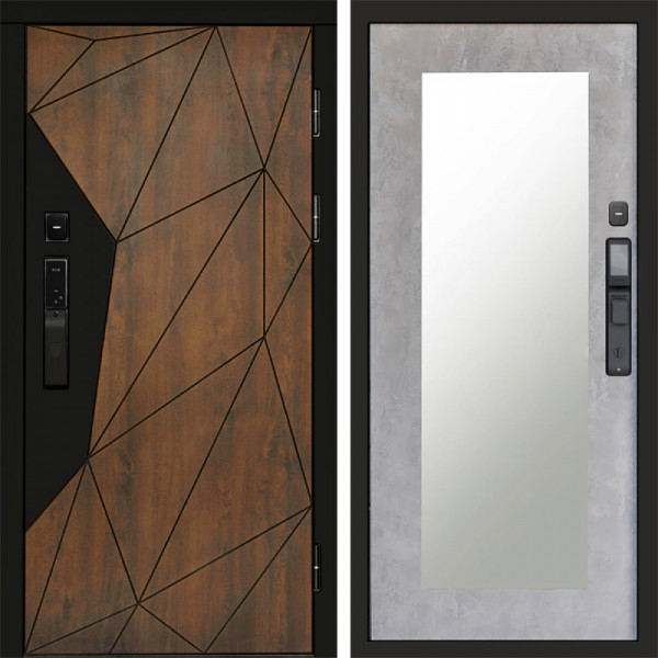 Входная дверь Termo-Door Смарт Геометрия - Зеркало Триумф бетон светлый