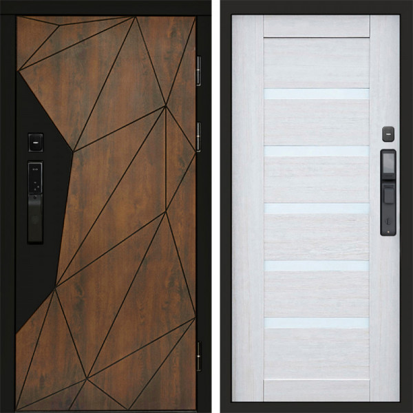 Входная дверь Termo-Door Смарт Геометрия - Зеркало Триумф Царга лиственница 4500 / 5500