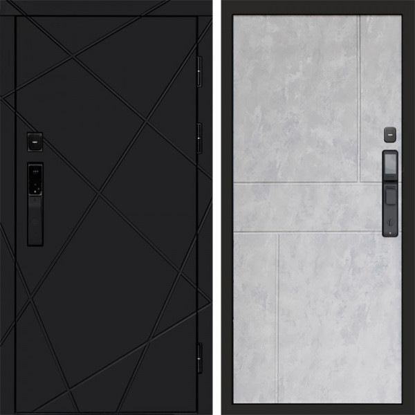 Входная дверь Termo-Door Смарт Лучи Black - Горизонт бетон светлый