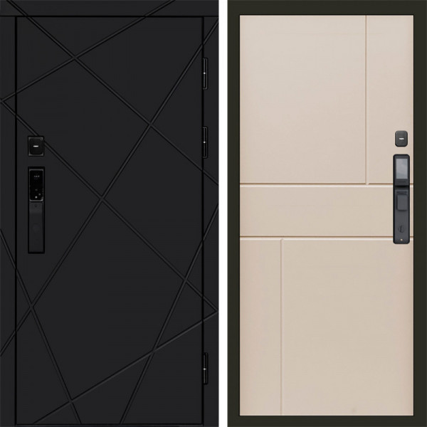 Входная дверь Termo-Door Смарт Лучи Black - Горизонт Слоновая кость