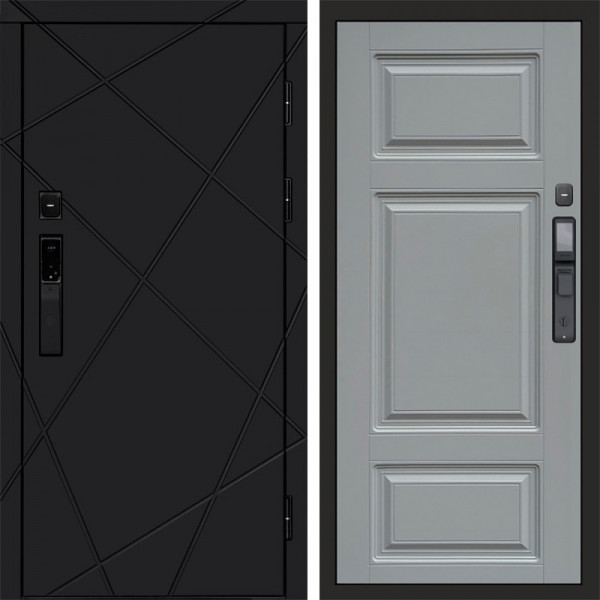 Входная дверь Termo-Door Смарт Лучи Black - Лион Grey софт