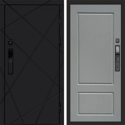Входная дверь Termo-Door Смарт Лучи Black - Марсель Grey софт