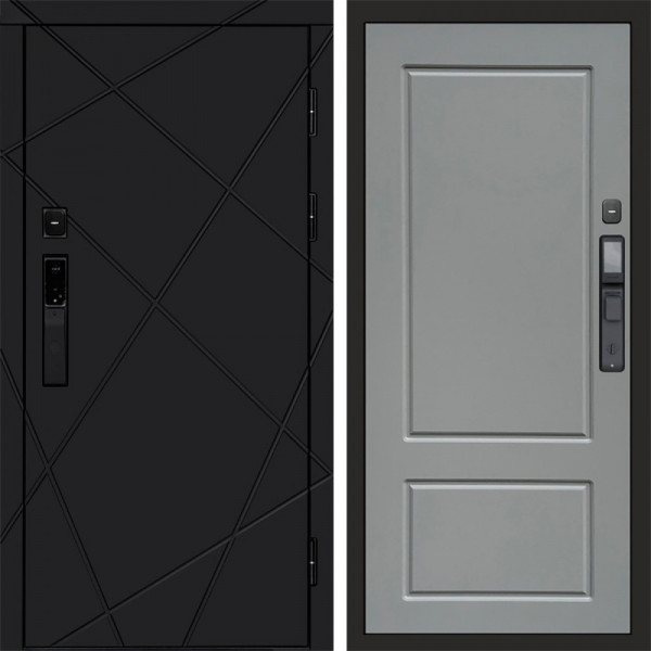 Входная дверь Termo-Door Смарт Лучи Black - Марсель Grey софт