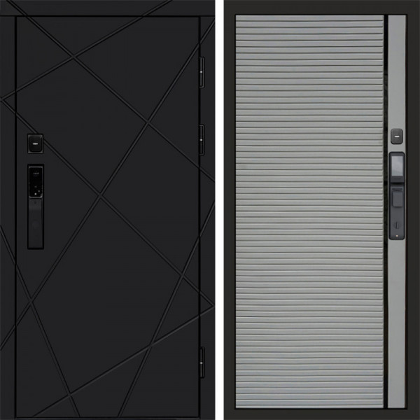 Входная дверь Termo-Door Смарт Лучи Black - Porte Grey софт
