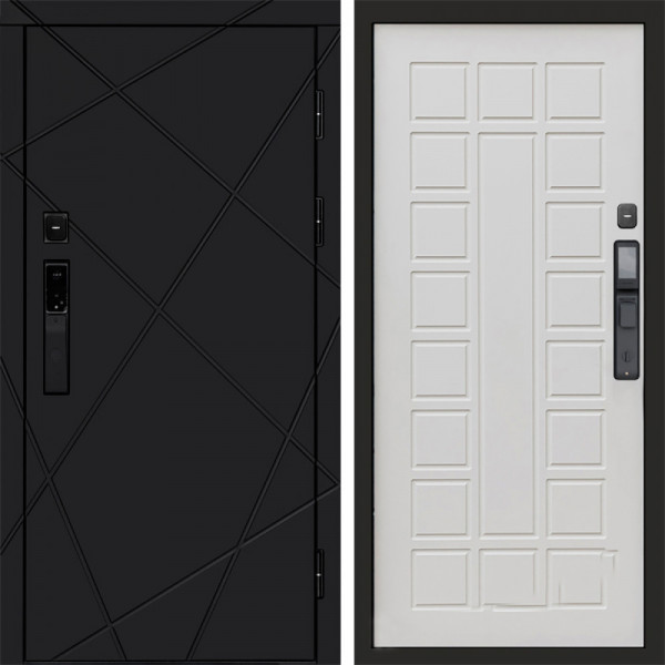 Входная дверь Termo-Door Смарт Лучи Black - Престиж бежевый матовый