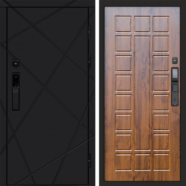 Входная дверь Termo-Door Смарт Лучи Black - Престиж дуб