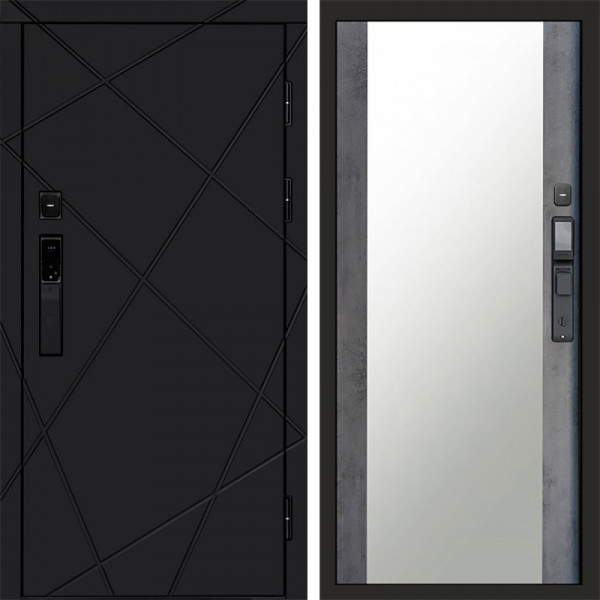 Входная дверь Termo-Door Смарт Лучи Black - Зеркало бетон темный