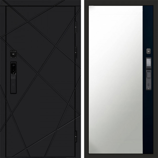 Входная дверь Termo-Door Смарт Лучи Black - Зеркало Фацет Черный кварц