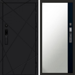 Входная дверь Termo-Door Смарт Лучи Black - Зеркало Фацет Черный кварц+тонировка серая