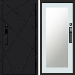 Входная дверь Termo-Door Смарт Лучи Black - Зеркало Триумф Белый софт