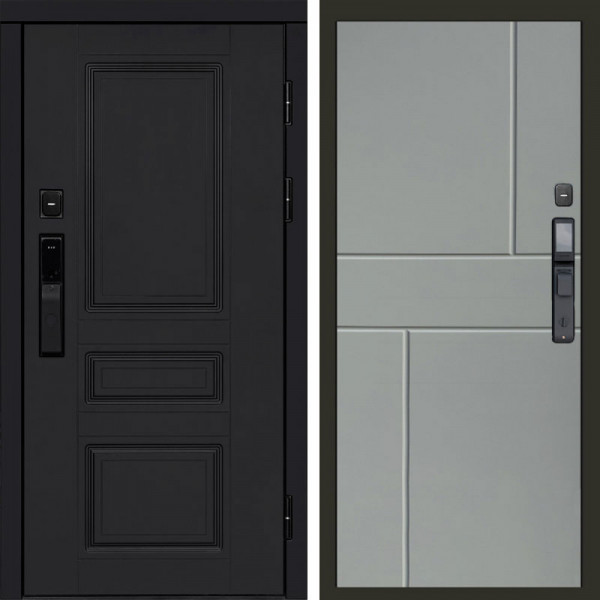 Входная дверь Termo-Door Смарт Орегон Black - Горизонт Grey софт