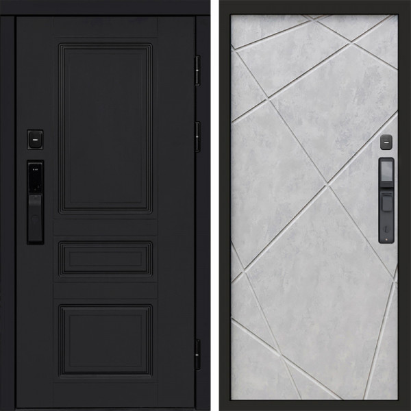 Входная дверь Termo-Door Смарт Орегон Black - Лучи бетон светлый