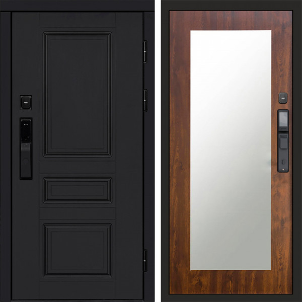 Входная дверь Termo-Door Смарт Орегон Black - Зеркало Триумф дуб