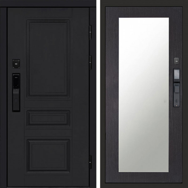 Входная дверь Termo-Door Смарт Орегон Black - Зеркало Триумф венге