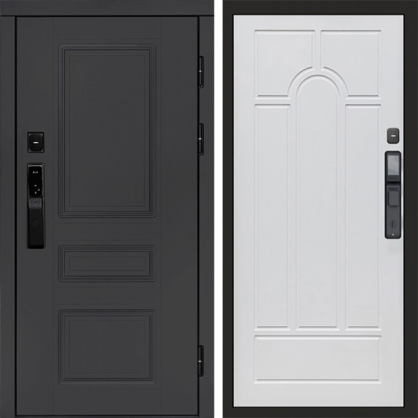 Входная дверь Termo-Door Смарт Орегон Графит - Арка белое дерево