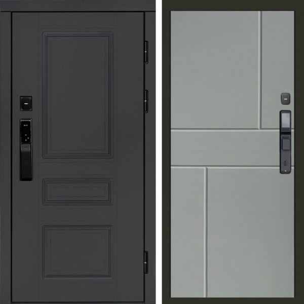 Входная дверь Termo-Door Смарт Орегон Графит - Горизонт Grey софт