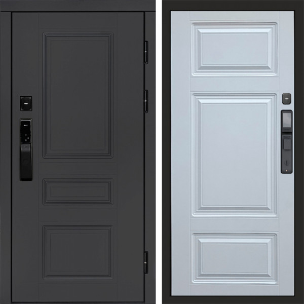 Входная дверь Termo-Door Смарт Орегон Графит - Лион Белый софт