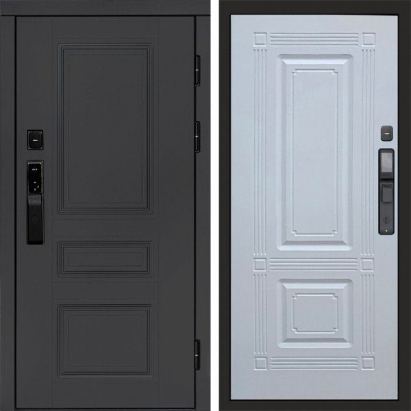 Входная дверь Termo-Door Смарт Орегон Графит - Мадрид Белый софт