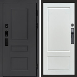Входная дверь Termo-Door Смарт Орегон Графит - Марсель Белый софт