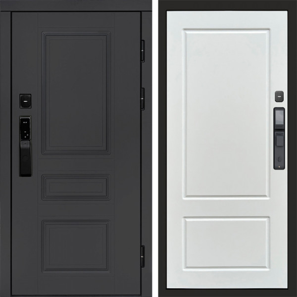 Входная дверь Termo-Door Смарт Орегон Графит - Марсель Белый софт