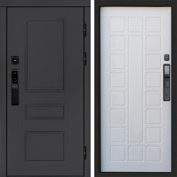 Входная дверь Termo-Door Смарт Орегон Графит - Престиж белое дерево