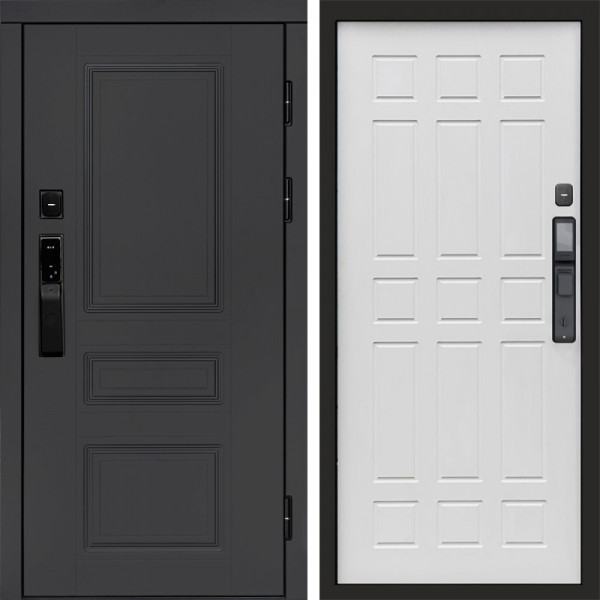 Входная дверь Termo-Door Смарт Орегон Графит - Спарта белое дерево