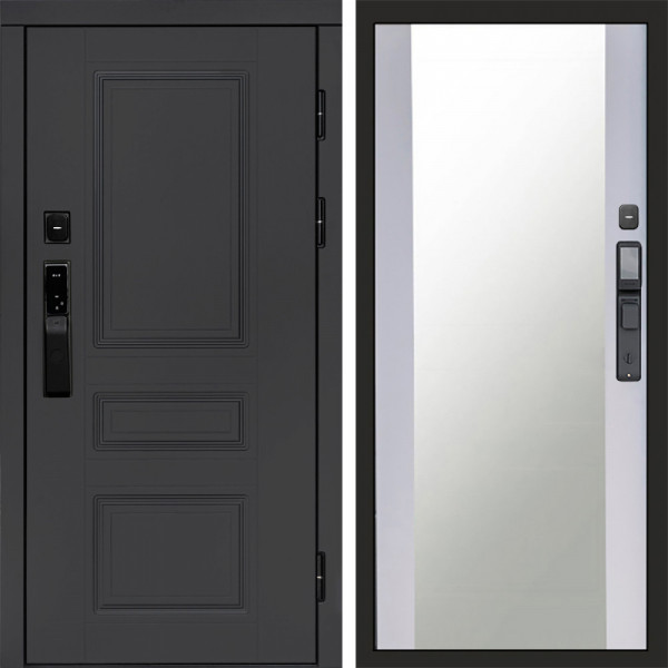 Входная дверь Termo-Door Смарт Орегон Графит - Зеркало белый софт