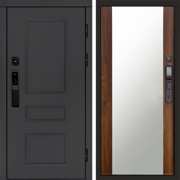 Входная дверь Termo-Door Смарт Орегон Графит - Зеркало дуб