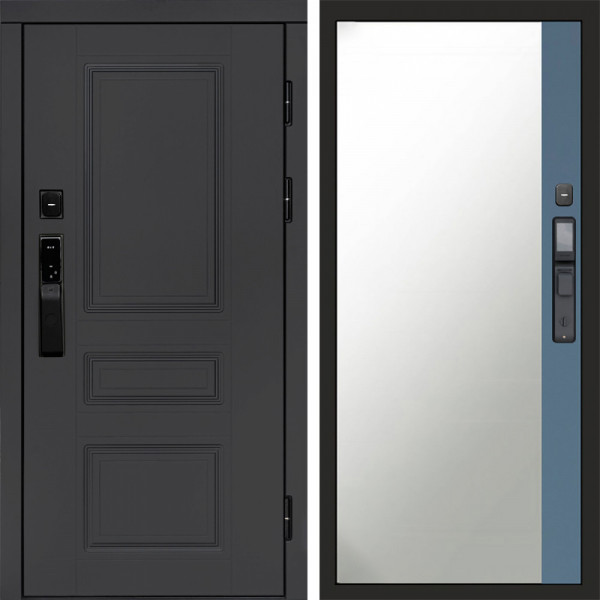 Входная дверь Termo-Door Смарт Орегон Графит - Зеркало Фацет Grey софт