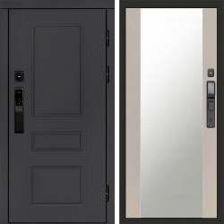 Входная дверь Termo-Door Смарт Орегон Графит - Зеркало Слоновая кость