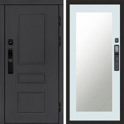 Входная дверь Termo-Door Смарт Орегон Графит - Зеркало Триумф Белый софт