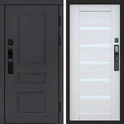 Входная дверь Termo-Door Смарт Орегон Графит - Зеркало Триумф Царга лиственница 4500 / 5500