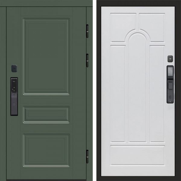 Входная дверь Termo-Door Смарт Орегон Green - Арка белое дерево
