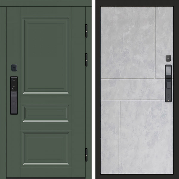 Входная дверь Termo-Door Смарт Орегон Green - Горизонт бетон светлый