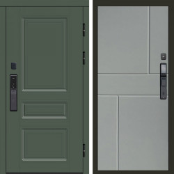 Входная дверь Termo-Door Смарт Орегон Green - Горизонт Grey софт