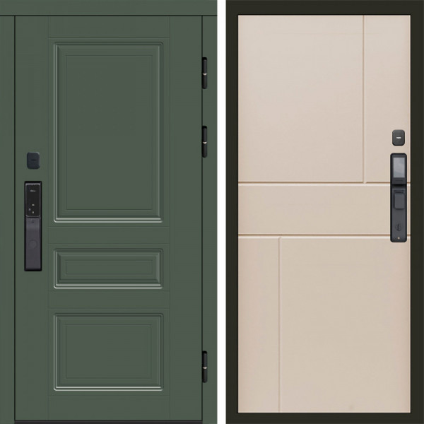 Входная дверь Termo-Door Смарт Орегон Green - Горизонт Слоновая кость