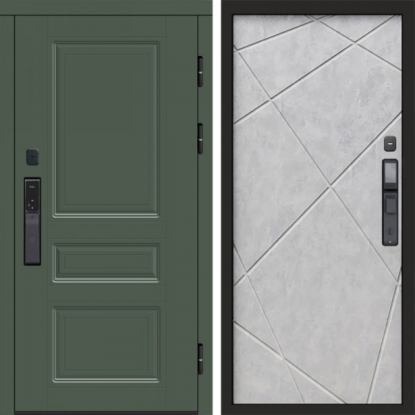 Входная дверь Termo-Door Смарт Орегон Green - Лучи бетон светлый