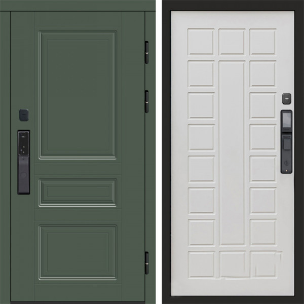 Входная дверь Termo-Door Смарт Орегон Green - Престиж белое дерево