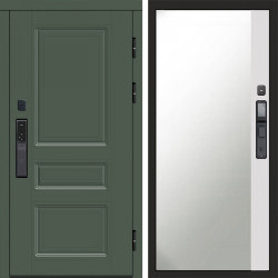 Входная дверь Termo-Door Смарт Орегон Green - Зеркало Фацет Белый софт